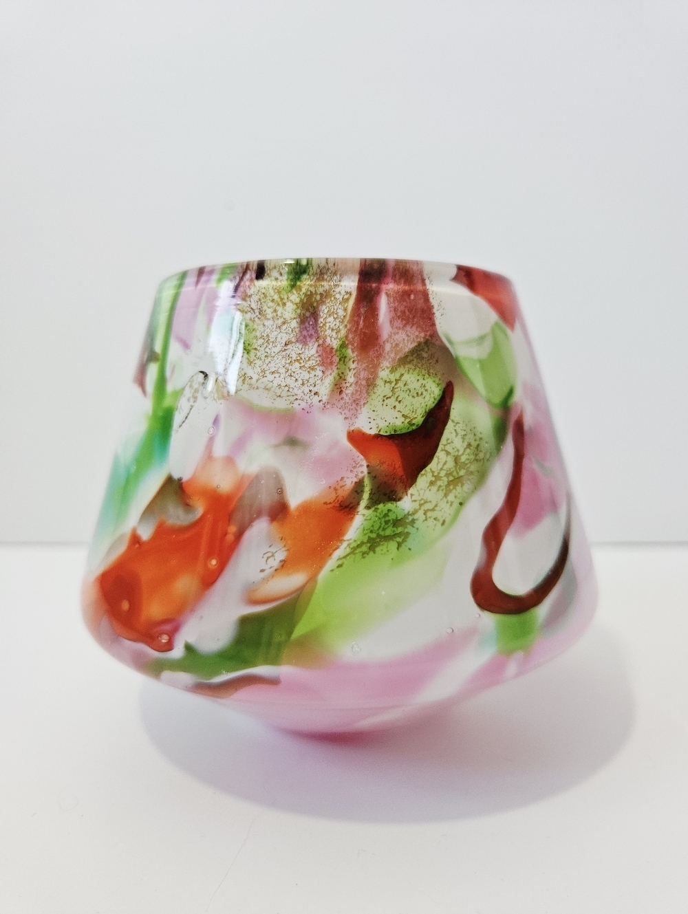 Fidrio Hand Blown Glass Votive Vintage Dutch Vase Handcrafted Colorful EUC